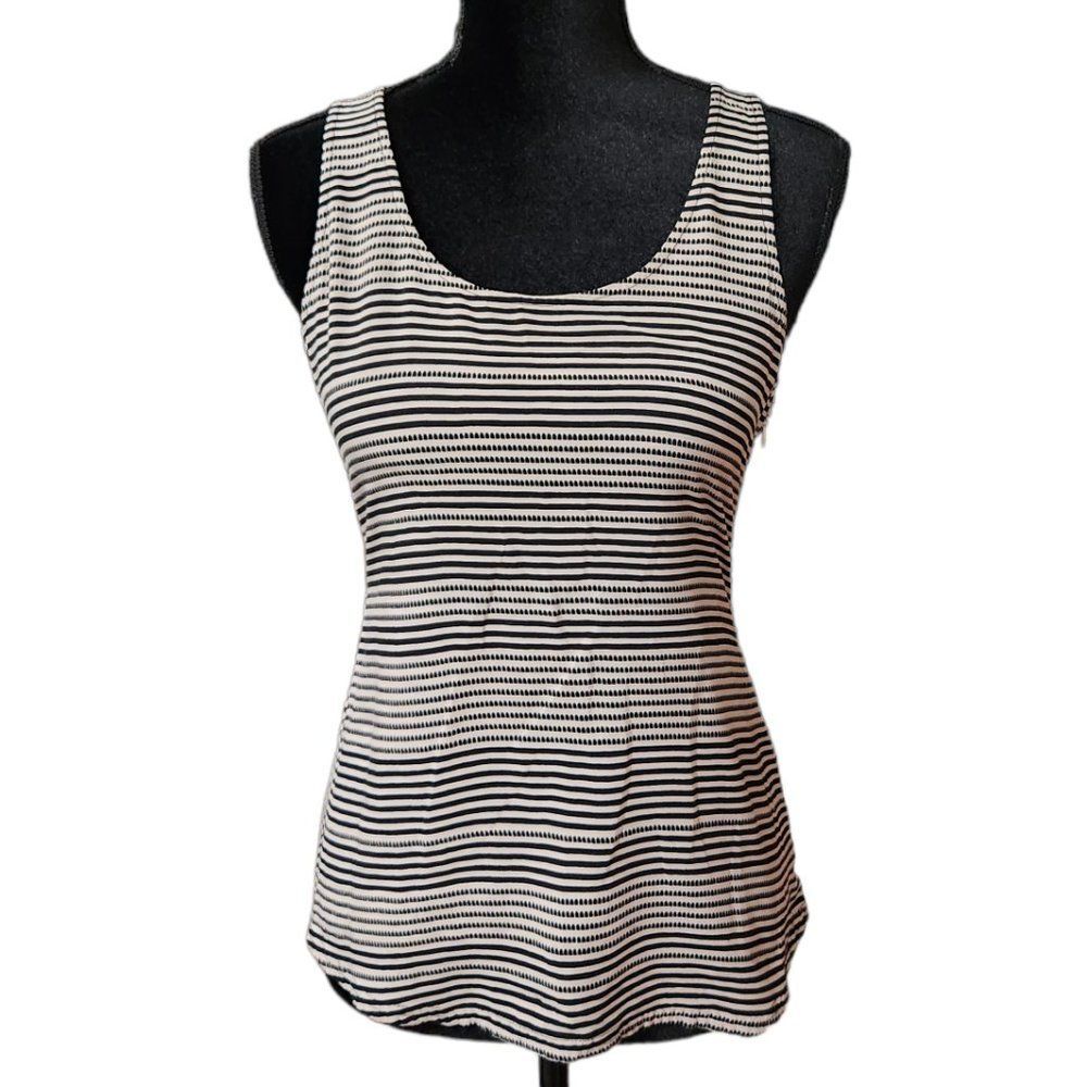 ❤️2/$18 Jack By BB Dakota Black & Cream Side Zip Keyhole Back Tank Top S